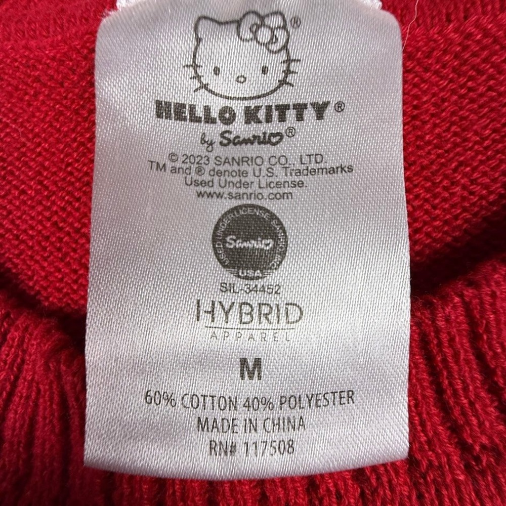 Sanrio Hello Kitty Red Bow Diamond Knit Sweater Womens Medium Hybrid Apparel - Picture 3 of 6